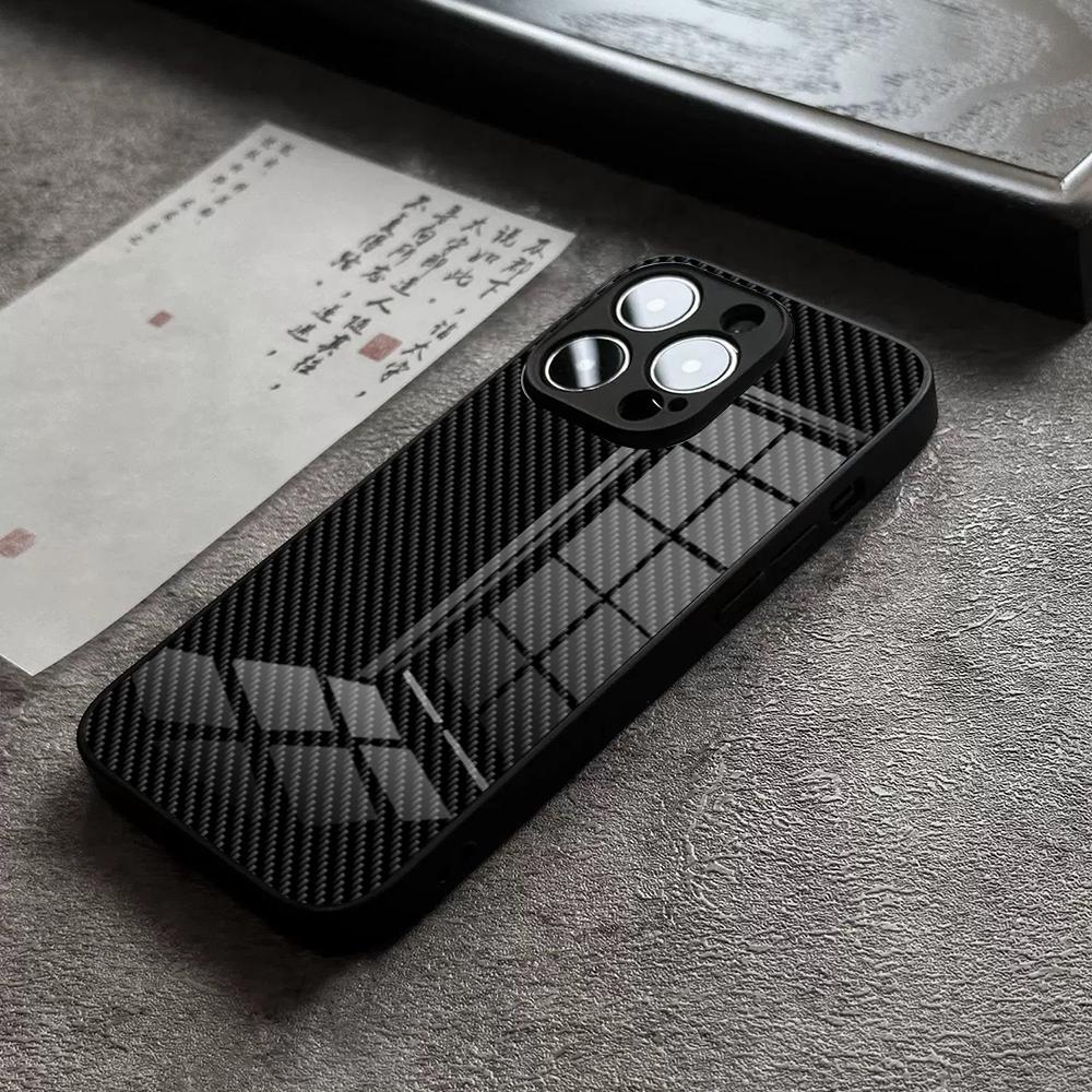 TPU kryt na telefon z uhlíkových vláken a kovaných uhlíkových vláken pro iPhone 16 Pro Max 15 Plus 14 Pro 12 11 13 Mini X XR XS Max 8 Plus SE Skleněný kryt