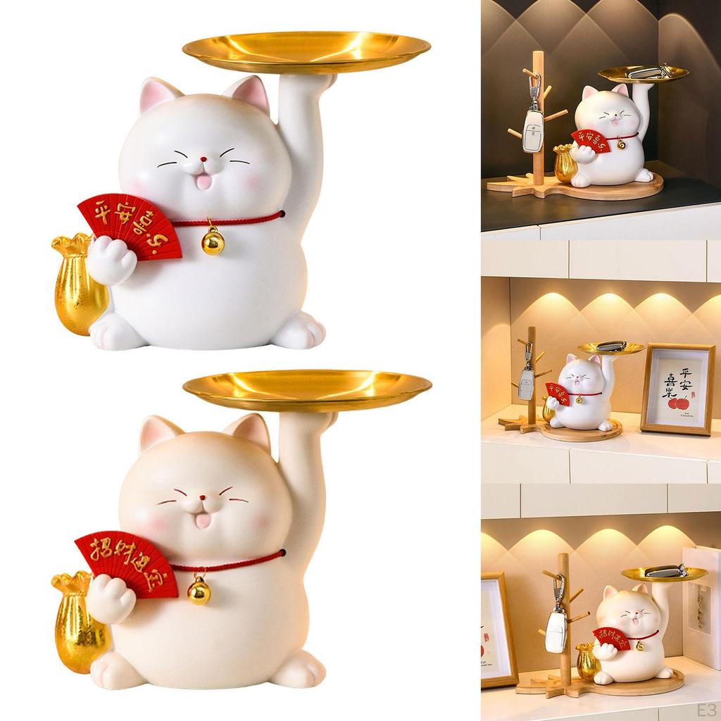 Cat Resin Sculpture: Versatile Organizer for Home and Office Decor