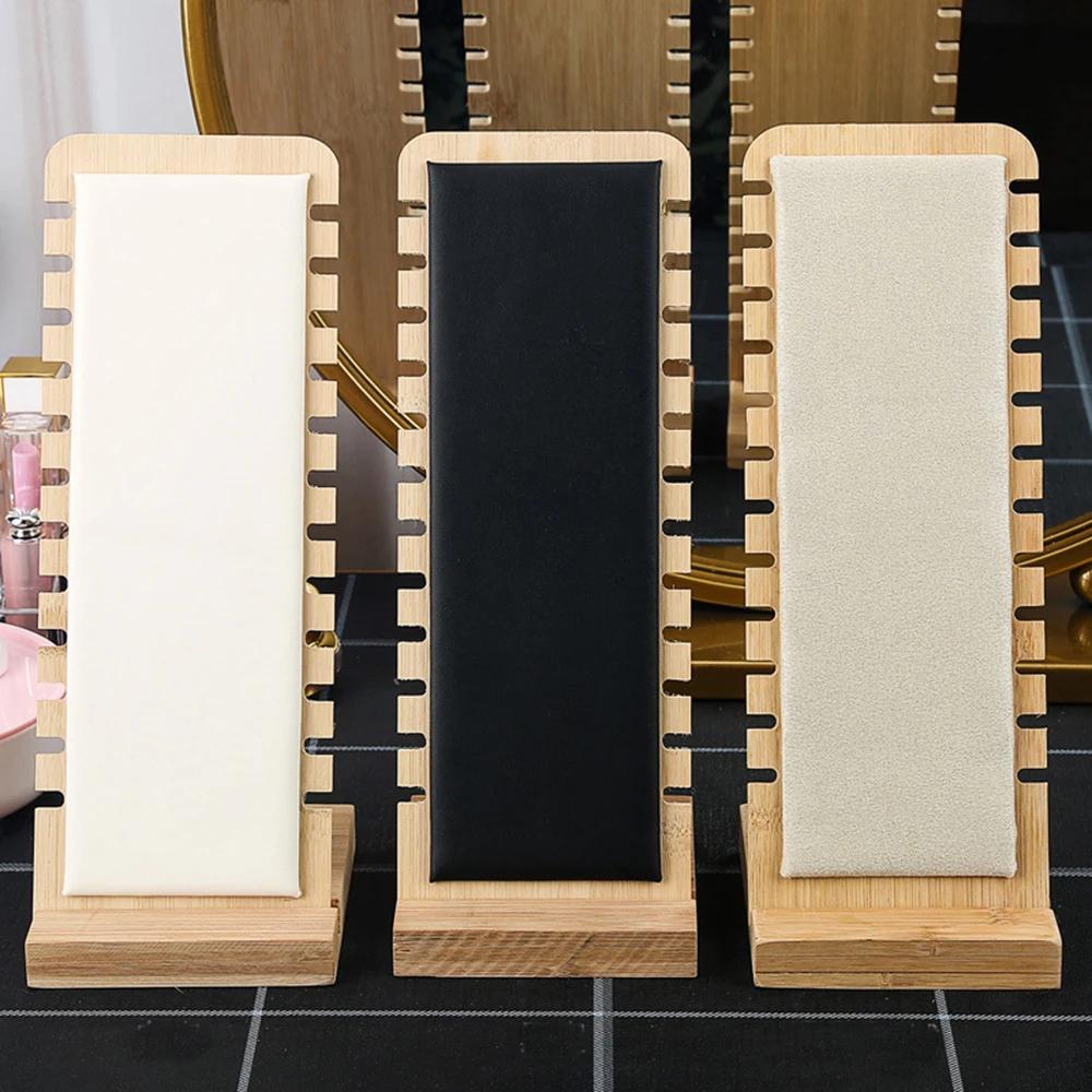 New Solid Bamboo Wood Jewelry Display Stand Necklace Showcase Holder Pendant Long Chain Handing Organizer Holder For Necklaces