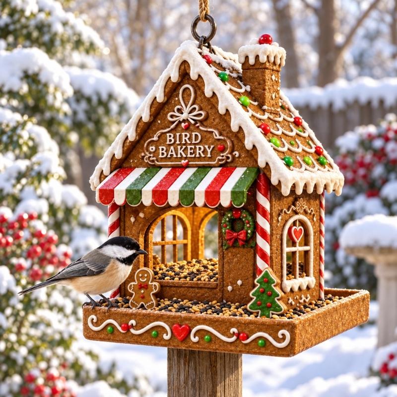 Wild Bird Feeding Display with Christmas Character, Hanging Outdoor Food Station for Garden, Yard, and Porch Use