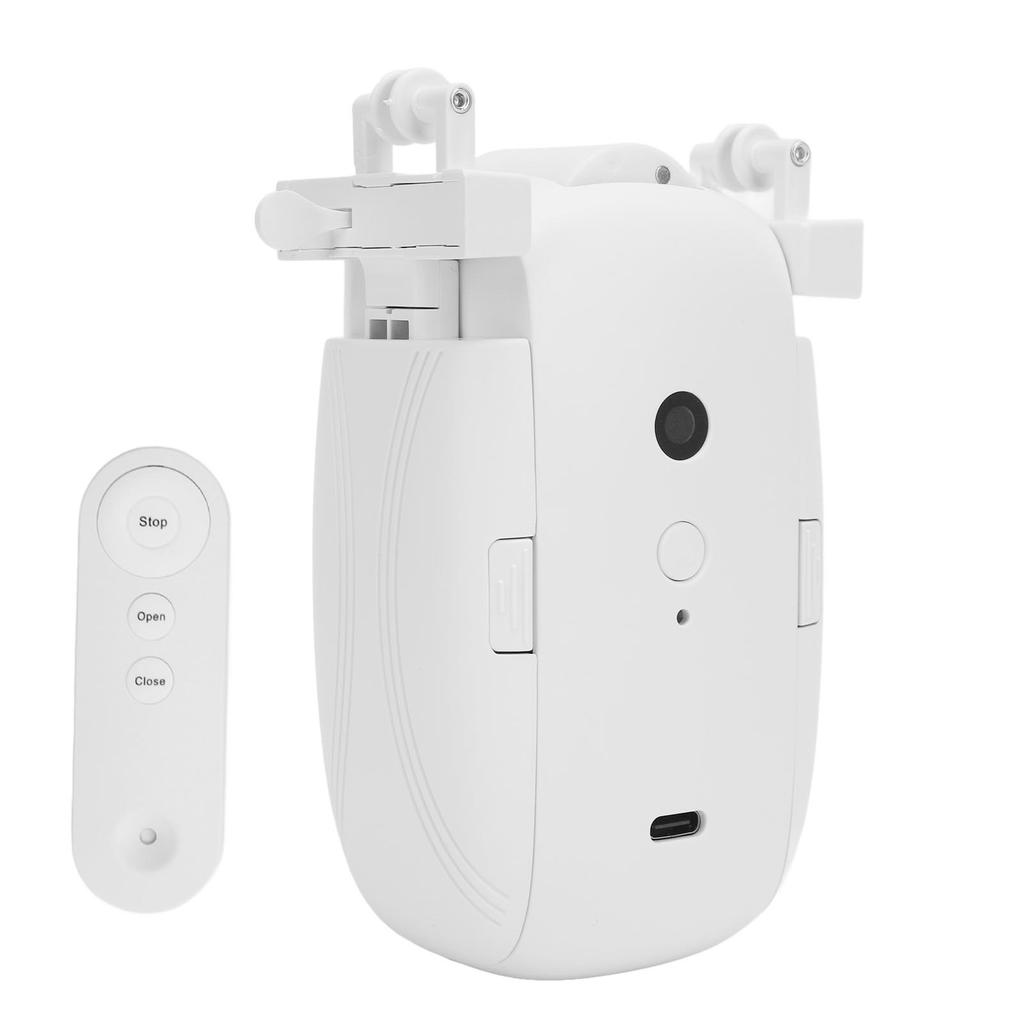 Smart Automatic Curtain Opener, Type C Charging Electric Curtain Opener with Remote Control, Silent Mode, Fits Roman Rod T Rail U Rail, for Bedroom, L
