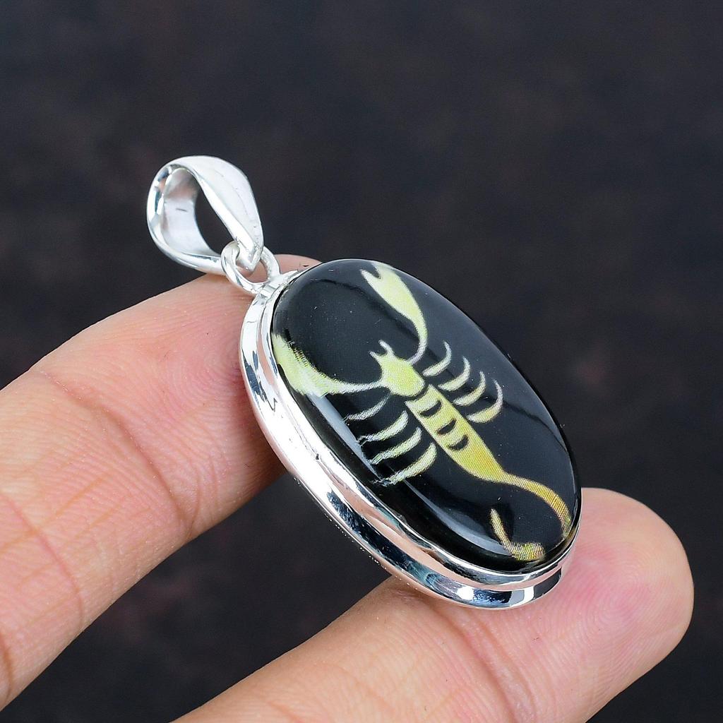 Scorpio Zodiac Sign In Black Onyx Pendant 925 Sterling Silver Gemstone Pendant Handmade Astrology Pendant Horoscope Pendant Scorpio Jewelry