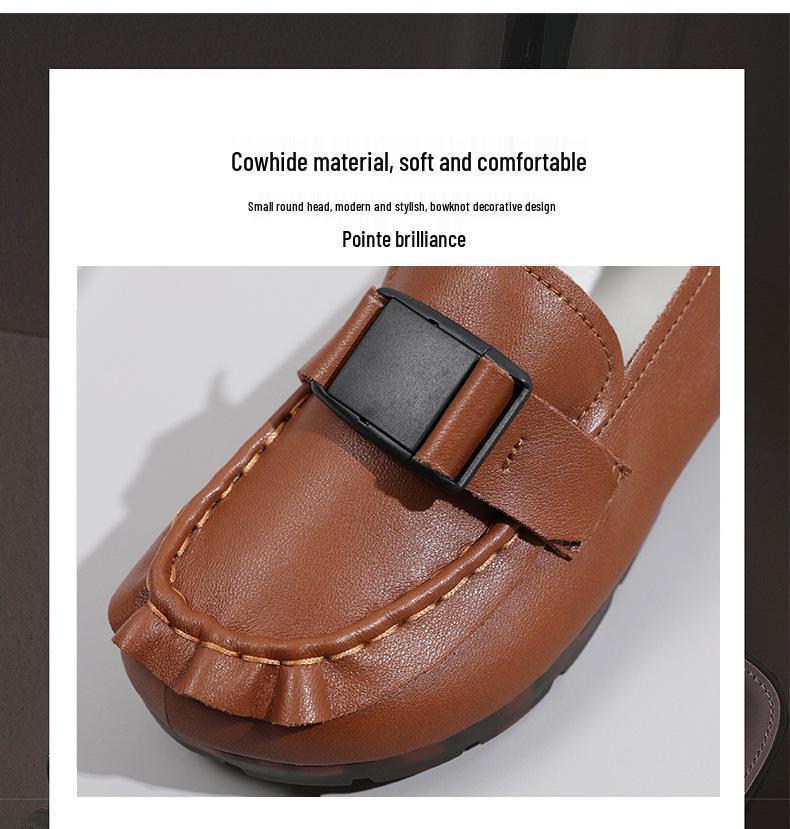 2022 Autumn Ethnic Style Buckle Slip-on Women's Korean Fashion Loafers - Soft Upper & Sole Mother's Shoes