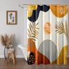 Boho Mid Century Shower Curtain, Modern Colorful Orange Aesthetic Cute Funky Bathroom Decor, Abstract Plant Arch Sun Shower