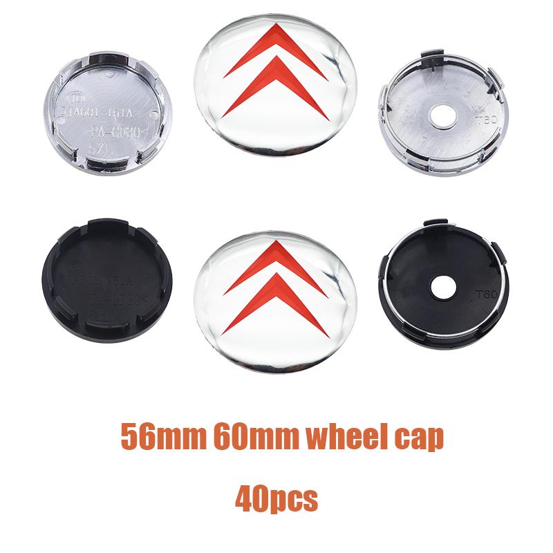 

40pcs 3D 56mm 60mm Citroen logo Car wheel emblem Wheel Center Hub Cap auto Rim refit dust-proof badge covers styling accessories 56mm black cap&40pcs Citroen