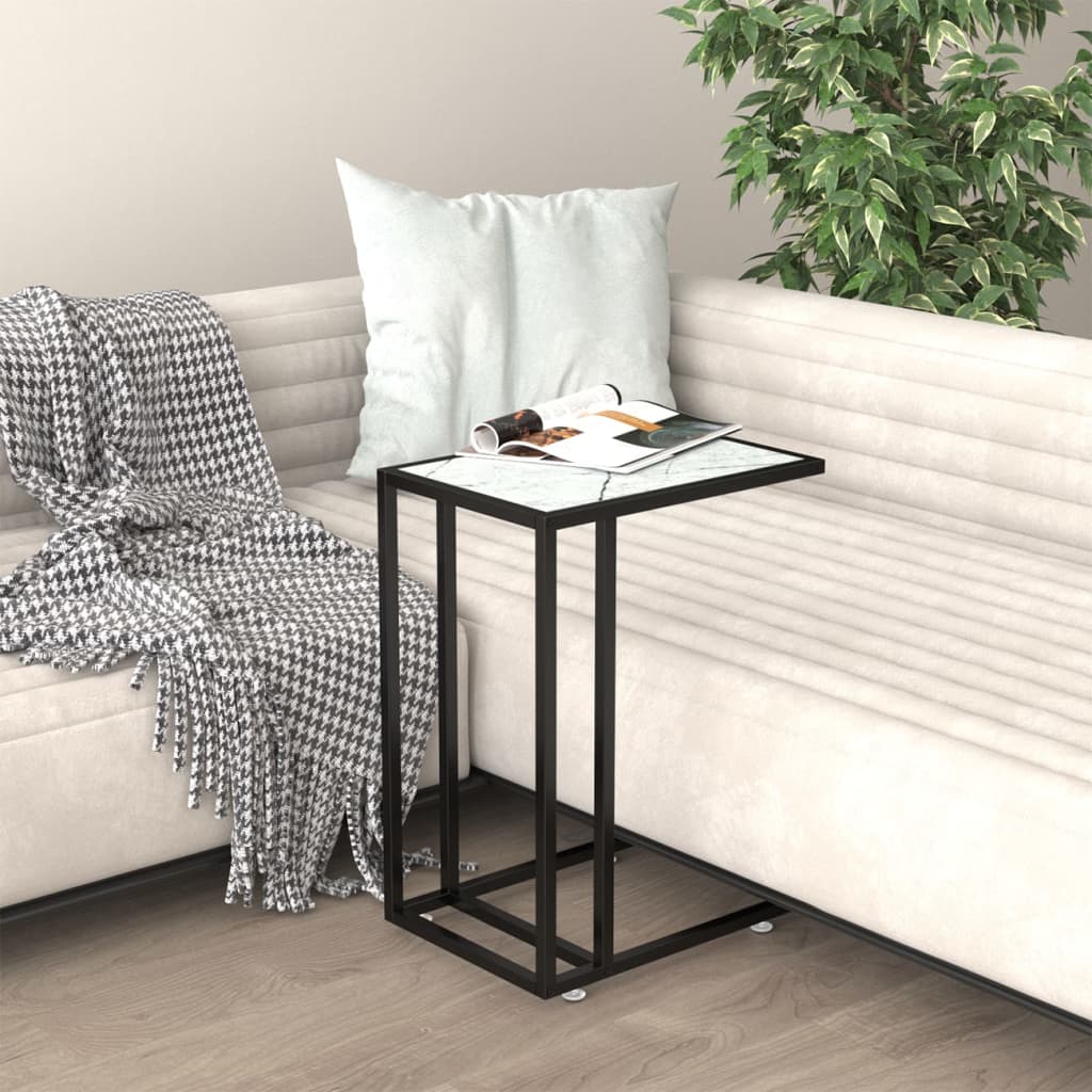 Vidaxl Computer Side Table, White Marble, 50X35X65 Cm