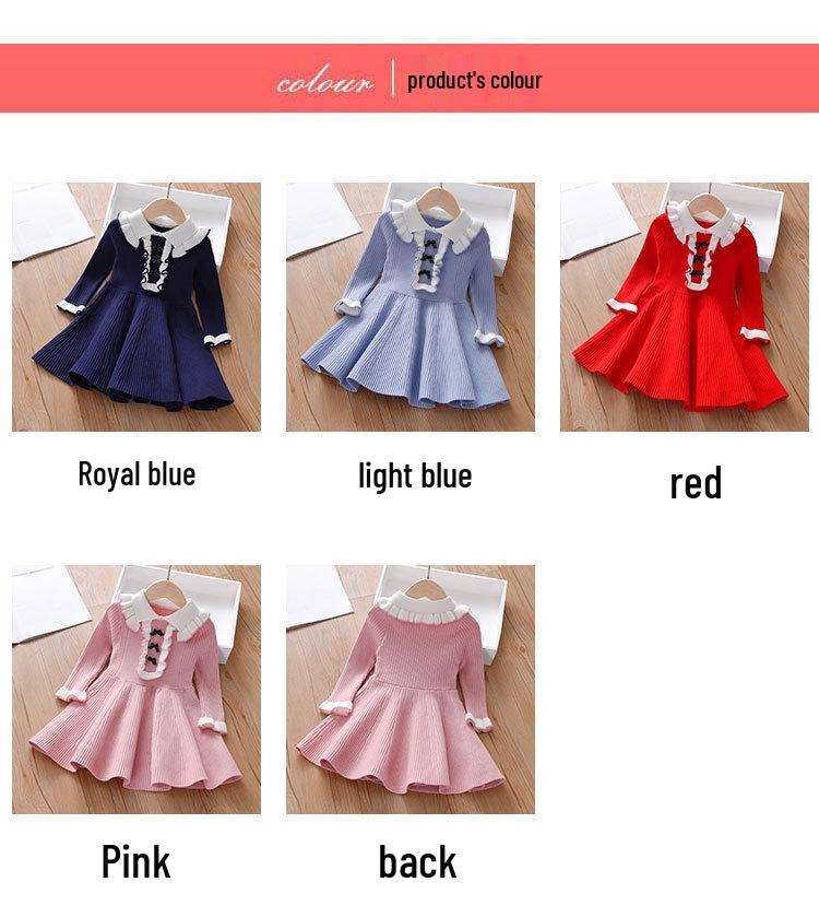 2025 Girls' Woolen Princess Dress – Autumn/Winter Long Sleeve Korean Style for Children