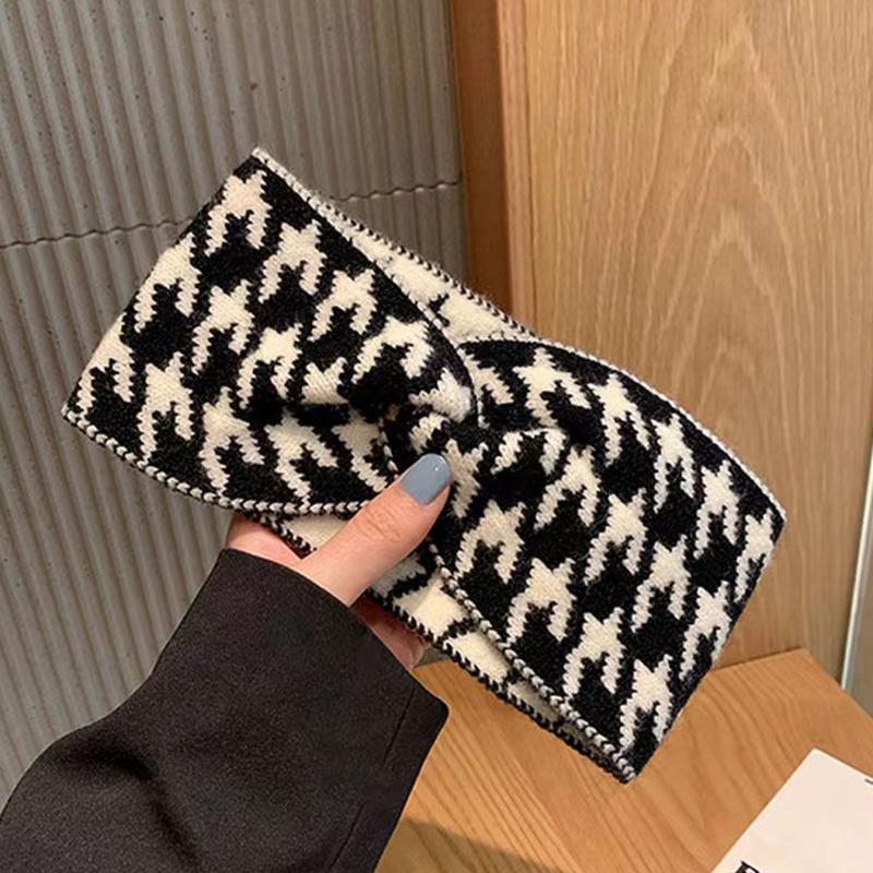 

Узор «гусиная лапка» Женская повязка на голову Аксессуары для волос Для женщин Широкополый стиль Обруч для волос Ободок для волос