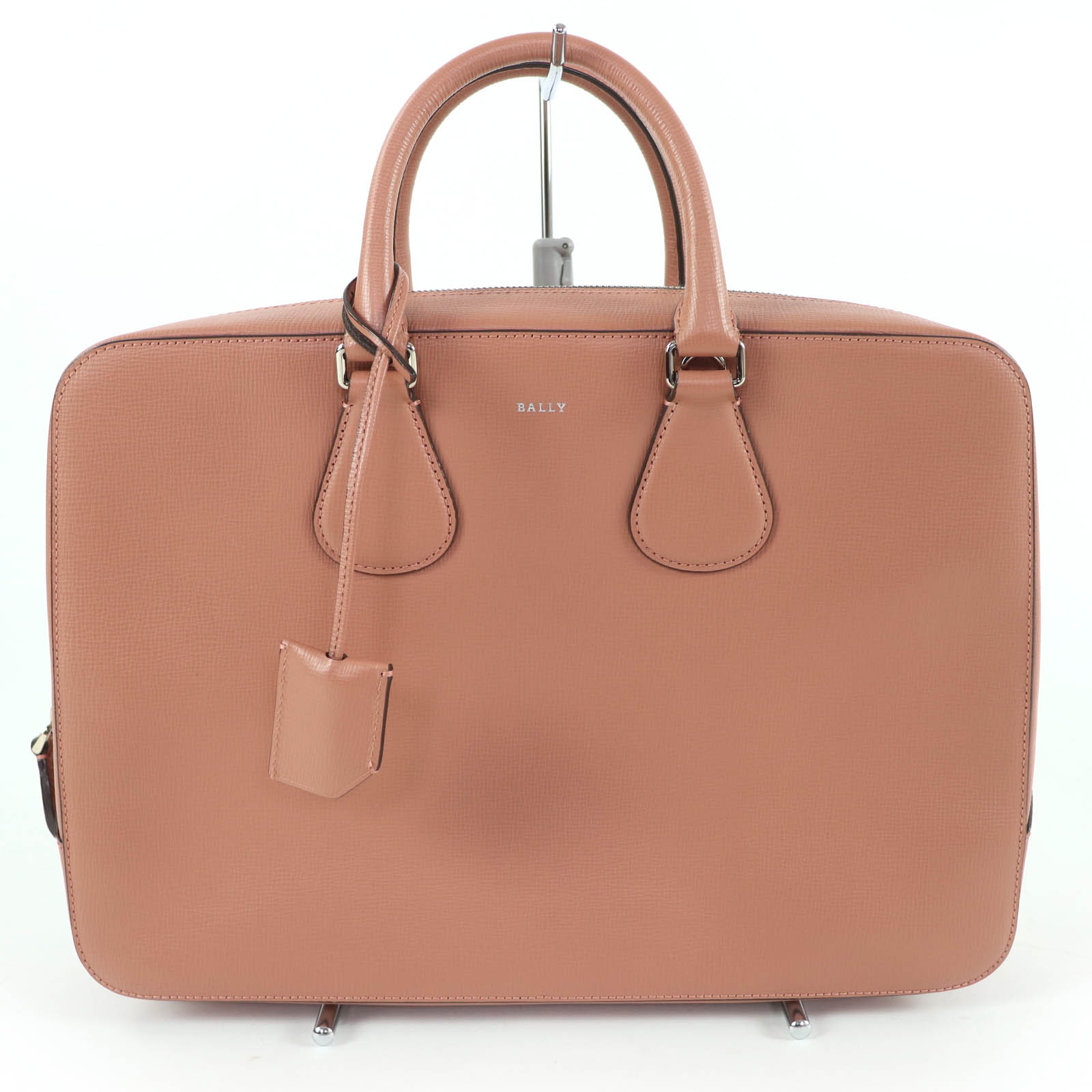 Excellent BALLY Briefcase BOND MD Leather 2-Way Shoulder Bag with Lock Pink Used