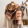 Dual-Sided Letter Print Winter Scarf - Trendy Warm Gift for Women