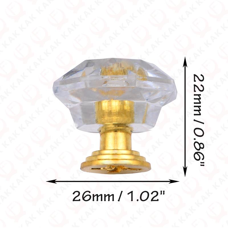 

KAK Acrylic Crystal Diamond Furniture Knobs 26mm Colorful Kitchen Cabinet Handles Black Drawer Knobs Door Pull Furniture Hardwar біле золото кольору
