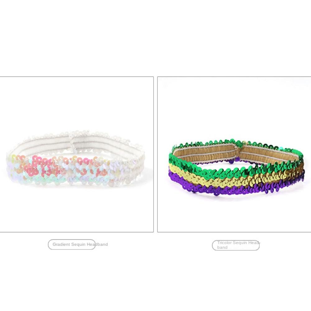 Indiska Paljetter Glitter Hårband Glänsande Rosett Elastisk Hårrosett Festgåva Paljett Hårband