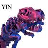Figurine Modèle Dinosaure Imprimée en 3D, Articulations Mobiles Ouverture Lisse Décoration, Jouet Durable Texture Métallique Dégradée Mini Accessoires Os Science