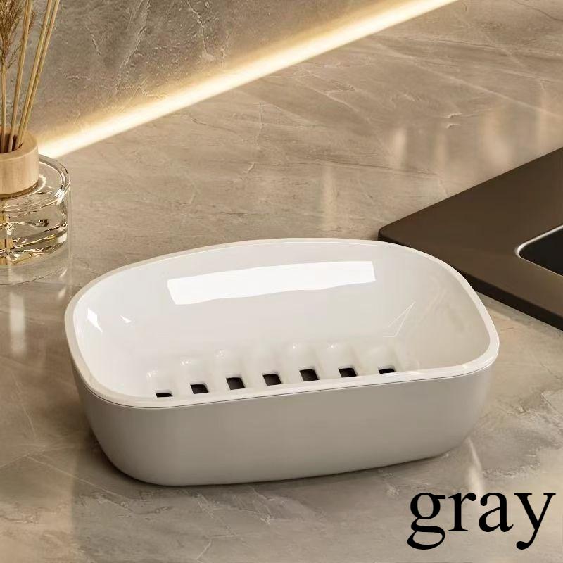 

1pc Soap Dish, Double-Layer Drainage, Automatic Drain, Easy to Clean, Suitable for Home Bathroom and Kitchen серый
