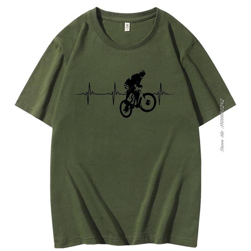 Mountain Bike Heartbeat Funny Graphic T Shirts Summer T Shirt For Men Short Sleeve Tshirt Harajuku Streetwear Mens Clothing