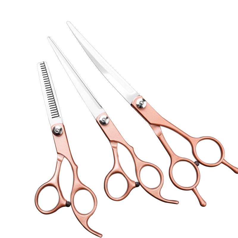 Professional 7-Inch Dog Grooming Scissor Set: Flat, Tooth, Curling, and Thinning Scissors for Trimming and Shaping
