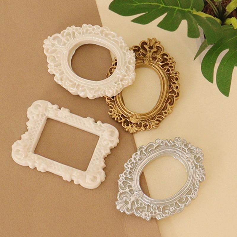 Mini Gold Picture Frame Victorian Small Resin Antique Photo Frame Tiny Baroques Ornate Frame Without Glass or Backing
