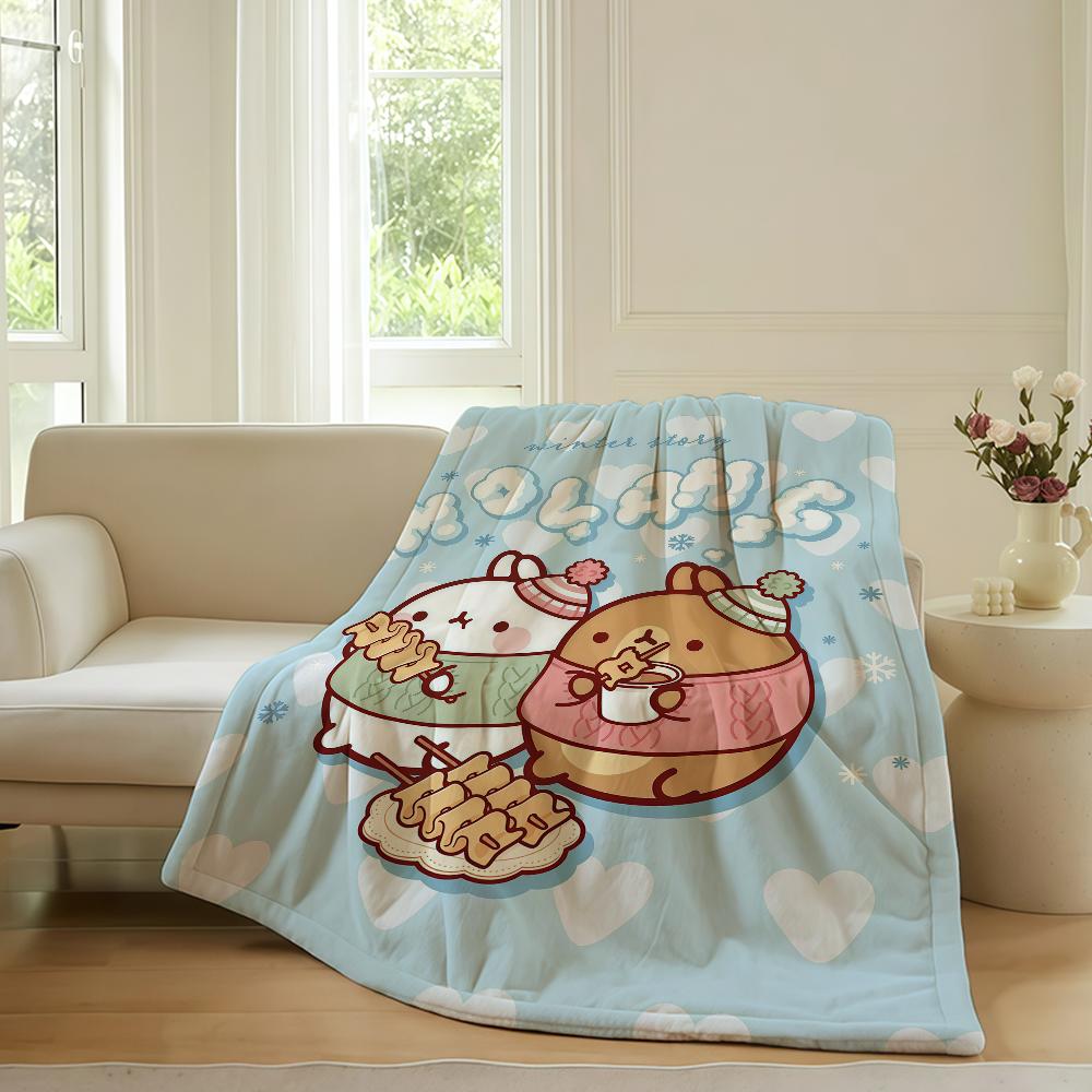 Cartoon cute M-MolangS Blanket For Sofa Office Bed Plane Travel Sleep Read Relax Camping Soft And Warm