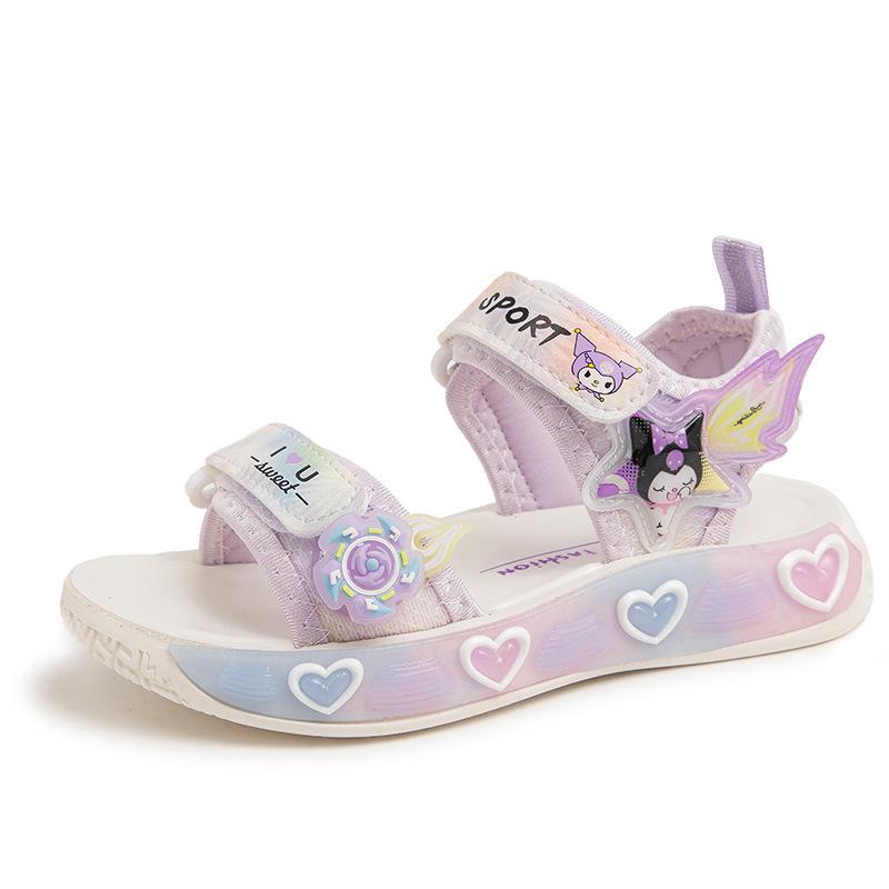 

New children s sandals for girls, summer beach shoes, new trendy princess shoes for girls, non-slip soft-soled baby shoes 26Code16.3cm фиолетовый