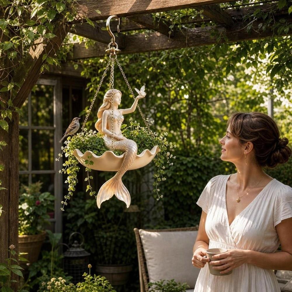 Elegante Bailarina de Ballet Maceta Colgante Resina Sirena Soporte para Plantas Contenedor de Flores Hogar Balcón