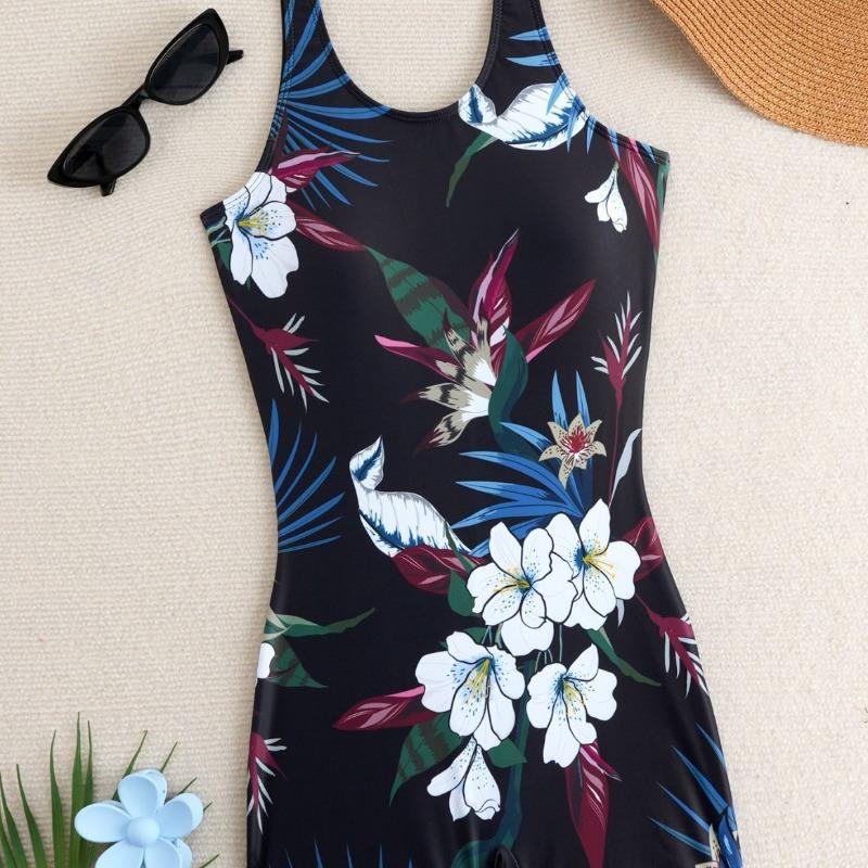 2026 New Racing Swimsuit Women's Personalized Printed One-piece Boxer Briefs Casual Conservative Swimwear