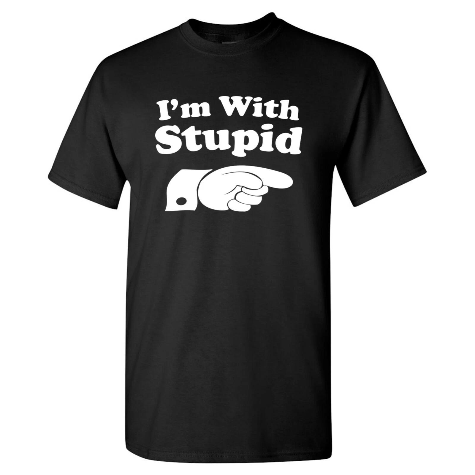 

I m with Stupid - Funny Sarcastic Novelty Manatee T Shirt 2XL