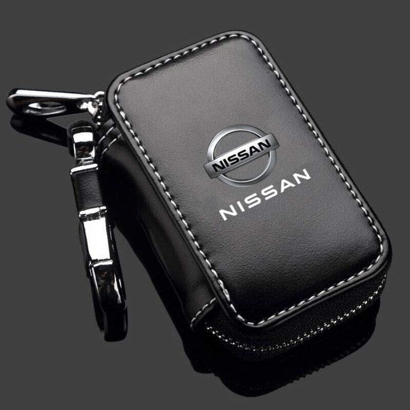 Car Key Case Leather Wallets Housekeeper Covers Zipper Bag For Nissan J10 X-Trail Qashqai Juke Leaf Micra NOTE Patrol Pulsar