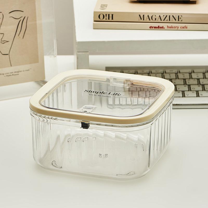 Multifunctional Press-Top Cosmetic Organizer & Mini Transparent Office Trash Can