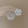 Real gold electroplated zircon pearl flower fritillary earrings simple stud earrings temperament earrings women