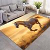 Magical Eight Running Horses Golden Smoke Print Area Rug Wildlife Animal Non‑Slip Rectangular Floor Mat Horse Lover Bedroom Home Decor Rug