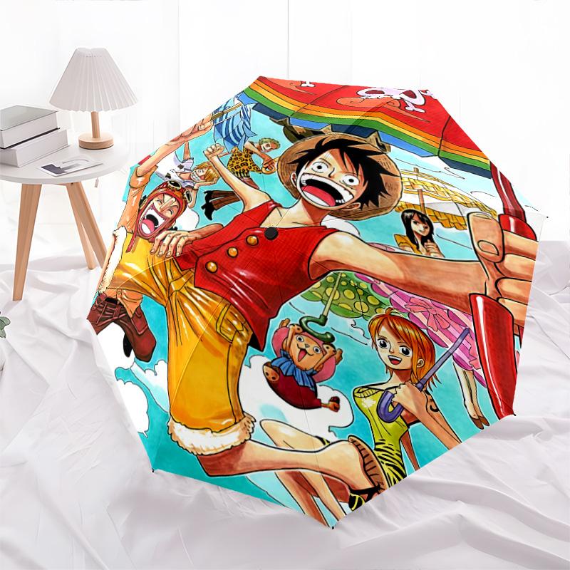 1 PC Automatic Folding Umbrella - Monkey D Luffy Pattern Portable Foldable Design With 8 Ribs Christmas Birthday Gifts