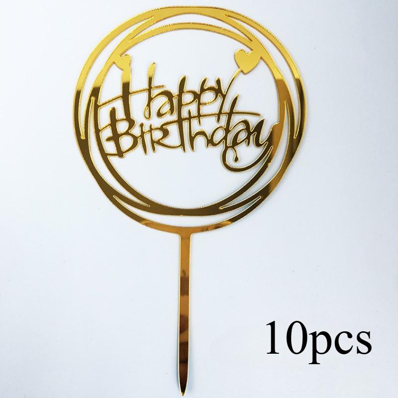 Golden Acrylic Birthday Cake Topper Plaque Elegant Decoration for Parties Anniversaries and Special Events