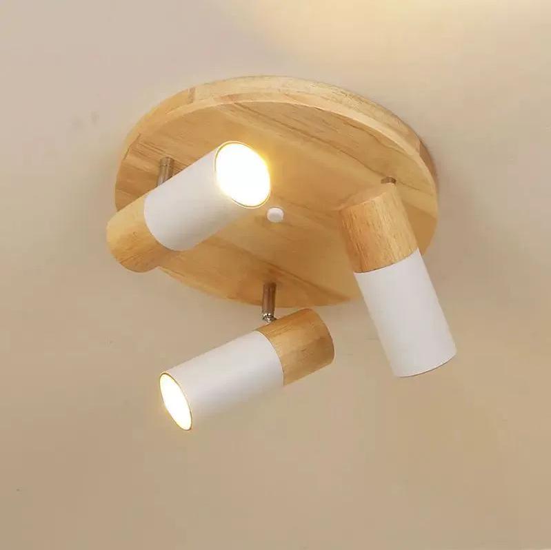 Adjustable LED Solid Wood Ceiling Spotlight for Living Room/Entrance