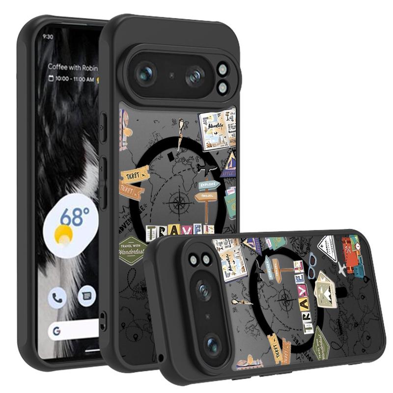 

Матовий магнітний чохол для Google Pixel 10 9 8 7 Pro 9A 8A Pixel 9 10 Pro XL Для Magsafe Бездротова зарядка Карта маршруту літака Google Pixel 9a