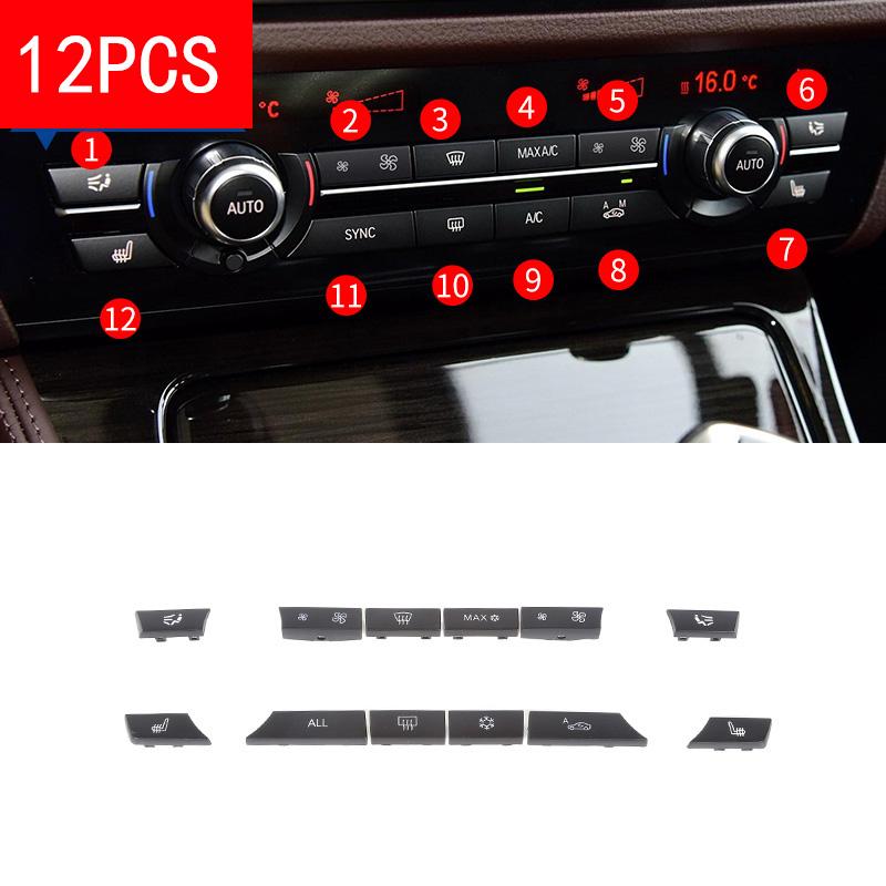 Für BMW 5 7 Serie F10 F01 10-16 Silbrig Schwarz Center Klimaanlage AC Control Schalter Taste Ersetzen abdeckung Auto Innen