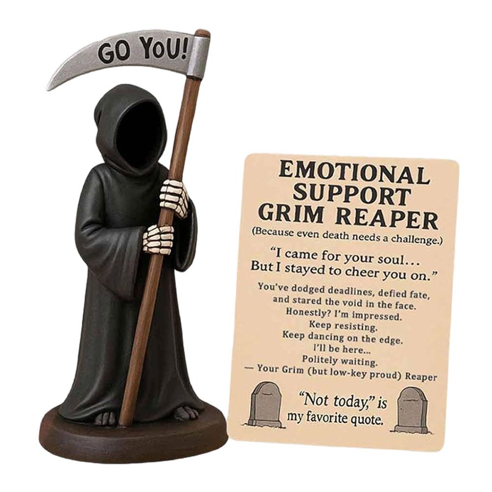 

Halloween Grim Reaper Statue with Flying Bats Crystal Ball Gothic Figurine w/Glowing Sphere Fantasy Decor Floating Bat Ornaments