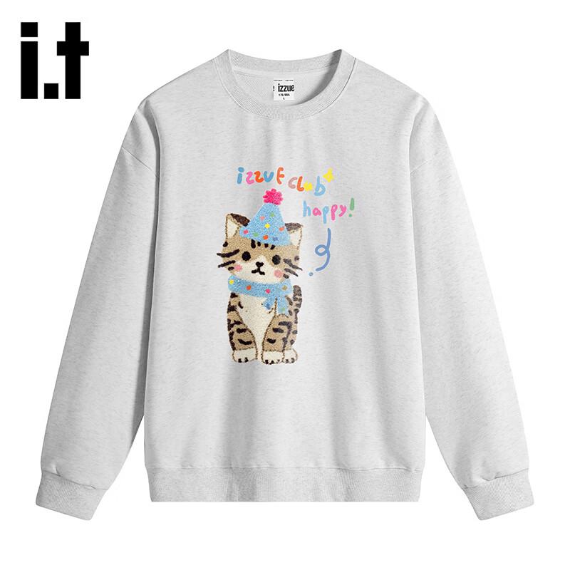 Izzue Cat Print Long-Sleeved Pullover Hoodie