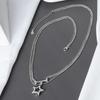 Dainty Star Pendant Necklace for Women Y2k Simple Bead Chain Necklace Double Layered Clavicle Chain Valentines Day