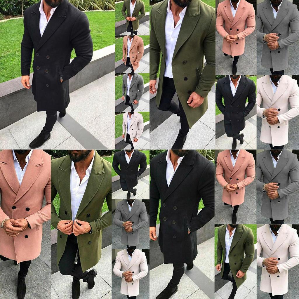 Luxurious Men's Winter Trench Coat With Warm Lapel And Hidden Shoulder Pads