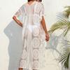 Women's Beach Bikini Blouse Water Soluble Lace Deep V Sexy Perspective Dress