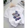 European Sizes Girls' Pink Cat Print  T-Shirt - Summer Short Sleeve Round Neck Top with Kitten & - & Casual Blouse, Cute Kitten Face Design, Easy-Care