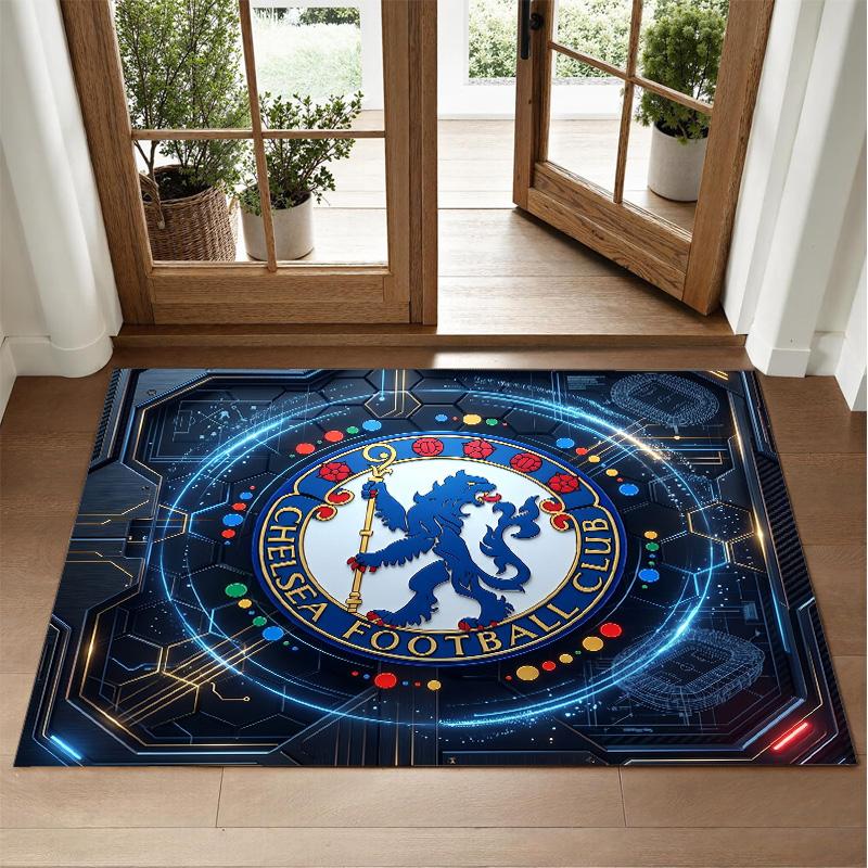 Chelsea FC Design Crystal Velvet Rug Soft Decorative Mat for Bedroom Entrance
