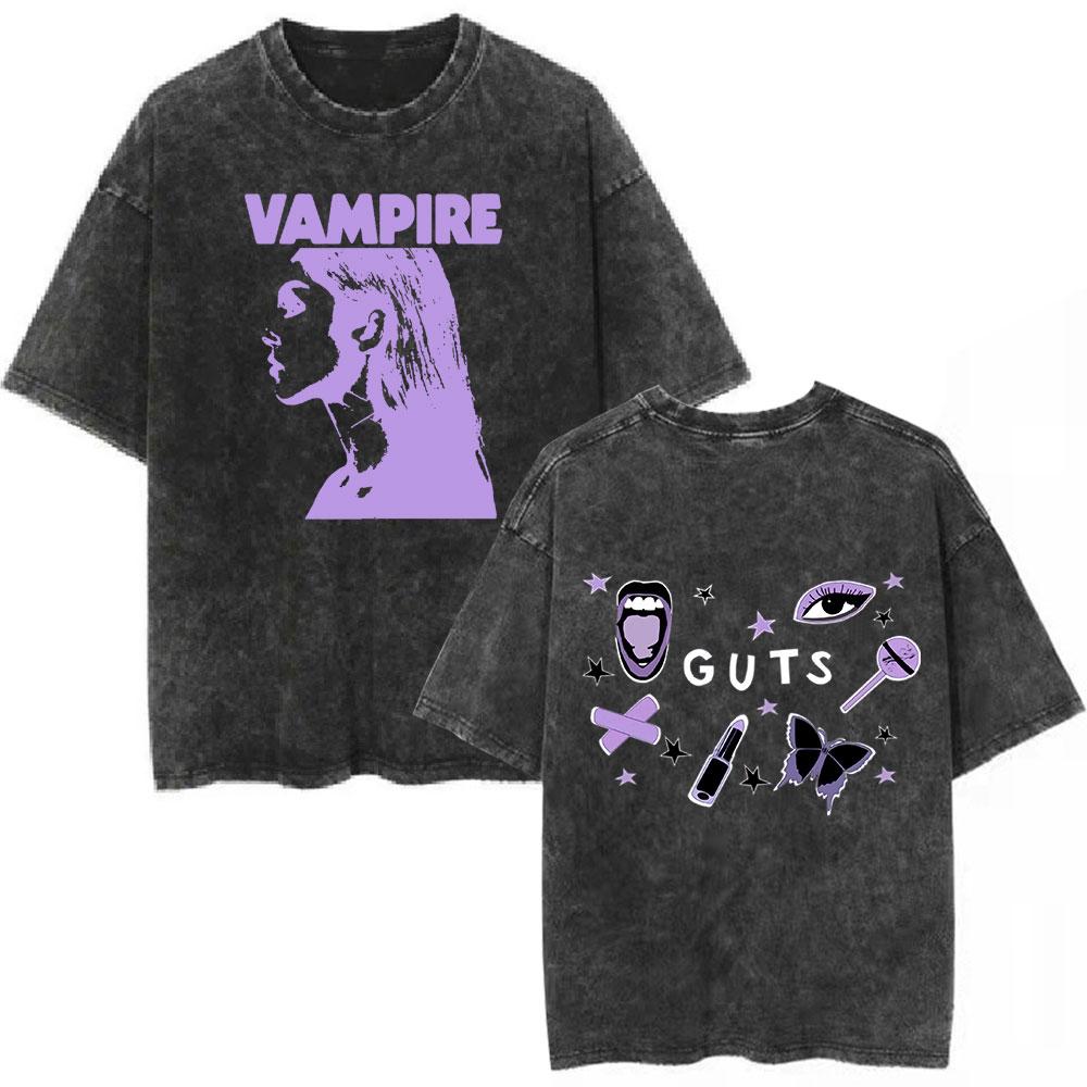 World Tour Sour Vampire Vintage Washed T-Shirts Herren Damen Mode T-Shirts Baumwolle Lockeres T-Shirt Fans Geschenk Tops