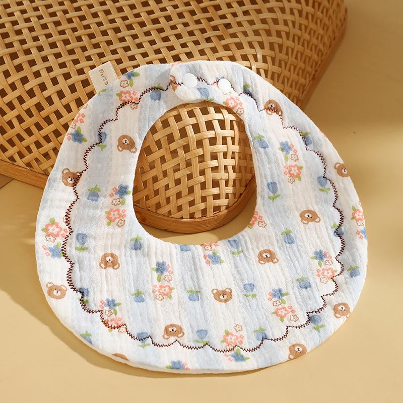Newborn 6 Layer Gauze Bibs Ultra Soft Absorbent Anti Spit Up Cartoon Baby Drool Bibs Breathable And Comfortable For Infants