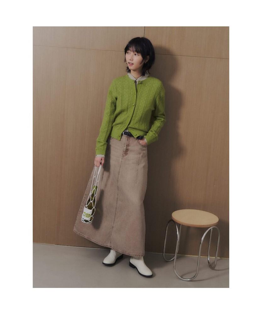 8SECONDS Pigment Denim Long Skirt Yellowish Brown