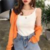 Summer Women Strapless Solid Color All Match Retro Short Slim Tank Top Casual Knit Sweater