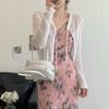 1116 spring and summer new Korean version hollow sunscreen short knitted cardigan versatile and thin lace-up shawl top women