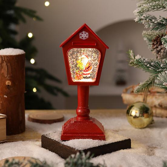 Vánoční větrné světlo USB/Bateriové Poštovní schránka Design Lampa Retro Flitrová Skleněná Koule Santa Claus Sněhová Vločka Lucerna Vánoční Dekorace