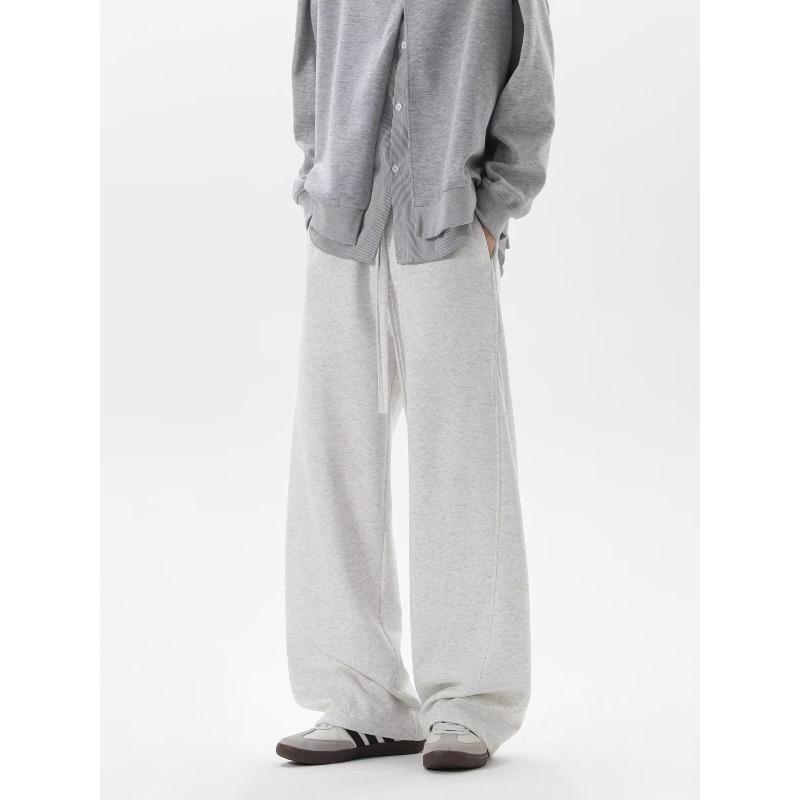 Men American Retro Heavyweight Patchwork Wide Leg Casual Sports Sweatpants