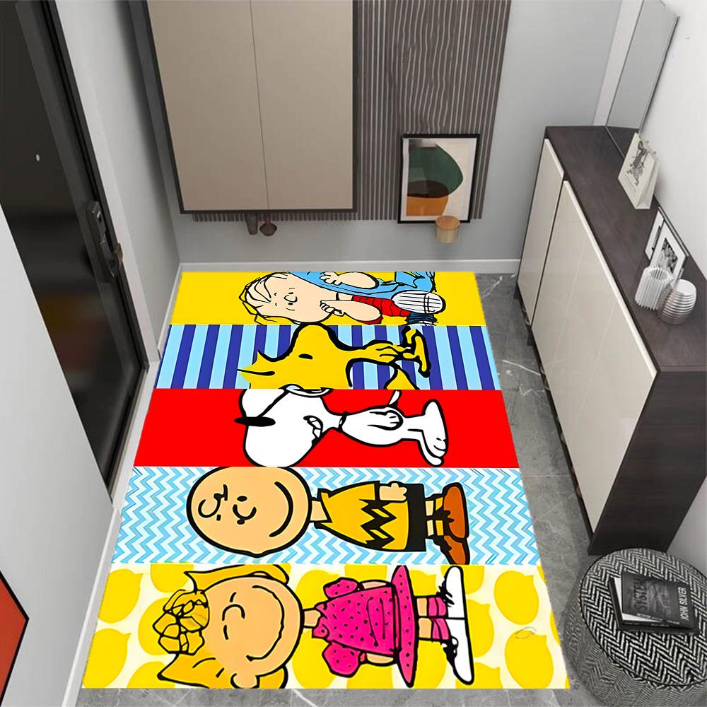 Snoopy's Peanuts Gang Themed Anti-Slip Rugs - Polyester Home Decor, Suitable for Bedrooms, Living Rooms, Doorways, Studios, and Decorations